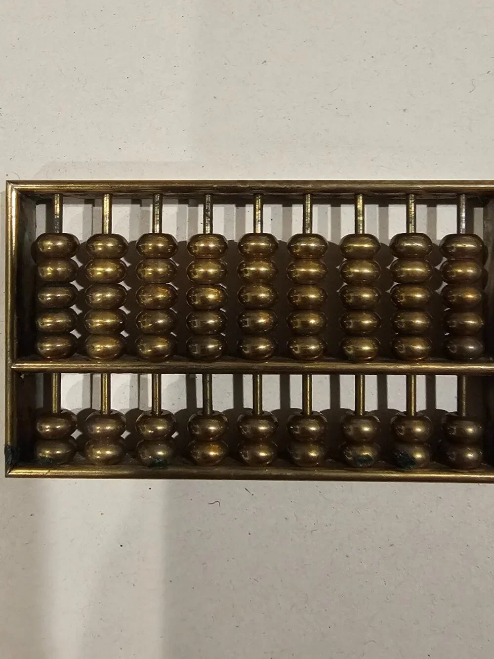 Vintage Brass Miniature Chinese Abacus Paperweight Mid Century Desktop Calculato